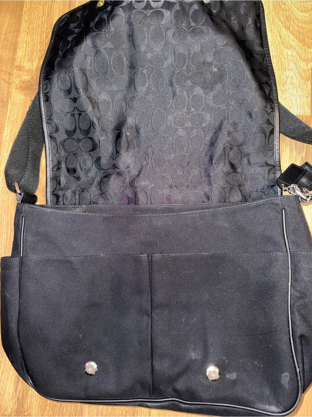 Coach leather trim messenger bag